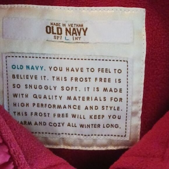 Old Navy Puffer Vest Red Retro 70s Full Zip Fleece Waterproof Womens Size Large - Picture 6 of 6